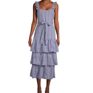 Likely charlotte Gingham tiered midi dress size 4